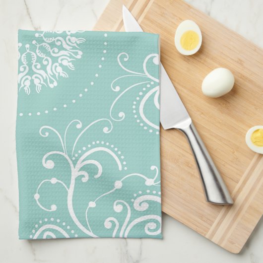 Seafoamの渦巻 キッチンタオル (四つ折り)