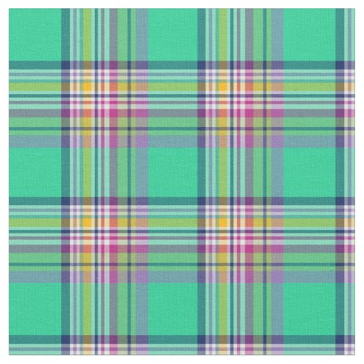 Seafoamの緑および赤紫のガーリーな格子縞 ファブリック (クローズアップ)