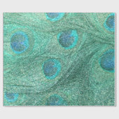 Seafoamの緑のグリッターの孔雀の羽 ラッピングペーパー (フラット)