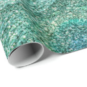 Seafoamの緑のグリッターの孔雀の羽 ラッピングペーパー (ロールコーナー)