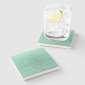 Seafoamの緑のグリッター ストーンコースター (横)