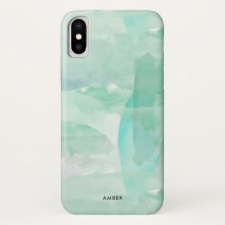 Seafoamの緑の水彩画-あなたの名前を加えて下さい iPhone X ケース
