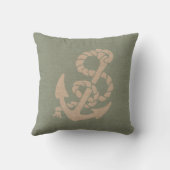 Seafoamの緑の航海のないかりそしてロープ クッション (裏面)