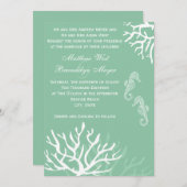 Seafoamの青い珊瑚のタツノオトシゴの結婚式招待状 招待状 (正面/裏面)