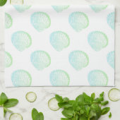 SeafoamのBeachy沿岸緑の貝殻 キッチンタオル (折り畳み)