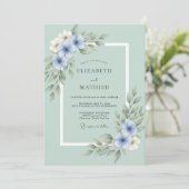 Seafoam Botanical Wedding 招待状 (スタンド正面)