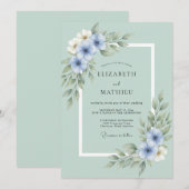 Seafoam Botanical Wedding 招待状 (正面/裏面)