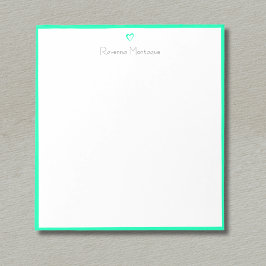 Seafoam Green Border and Heart Custom Script Name ノートパッド