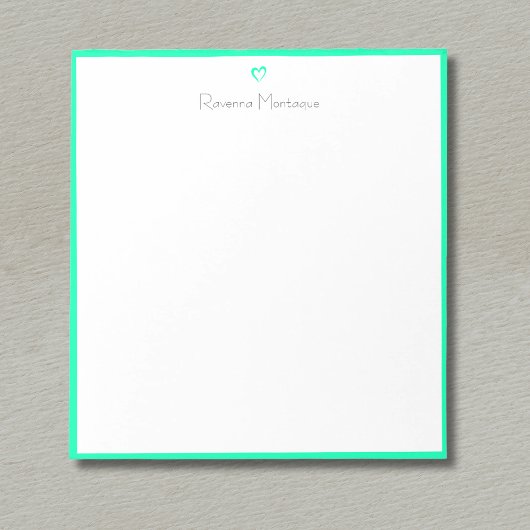 Seafoam Green Border and Heart Custom Script Name ノートパッド