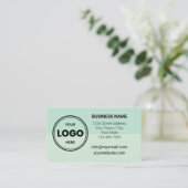Seafoam Green Custom Logo QR Code Business Card 名刺 (スタンド正面)