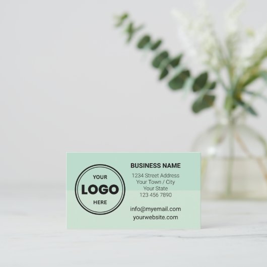 Seafoam Green Custom Logo QR Code Business Card 名刺 (スタンド正面)