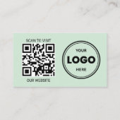 Seafoam Green Custom Logo QR Code Business Card 名刺 (裏面)