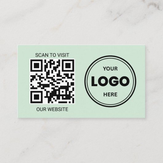 Seafoam Green Custom Logo QR Code Business Card 名刺 (裏面)