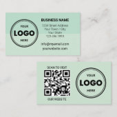 Seafoam Green Custom Logo QR Code Business Card 名刺 (正面/裏面)