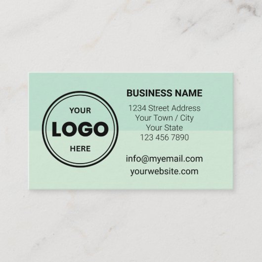 Seafoam Green Custom Logo QR Code Business Card 名刺 (正面)