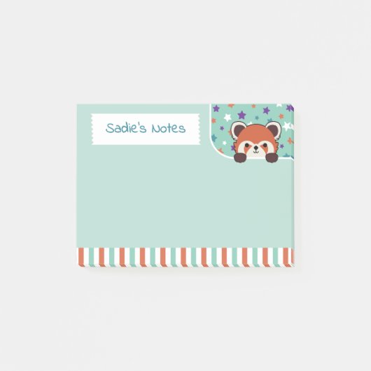 Seafoam Green Cute Red Panda Peekabo Your Notes ポストイット (正面)