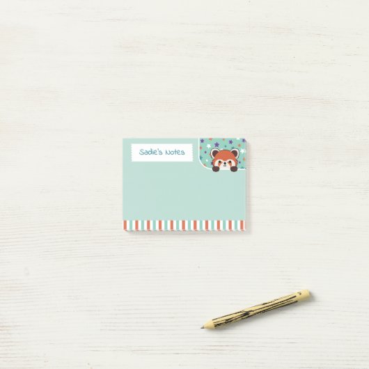 Seafoam Green Cute Red Panda Peekabo Your Notes ポストイット (デスク上)