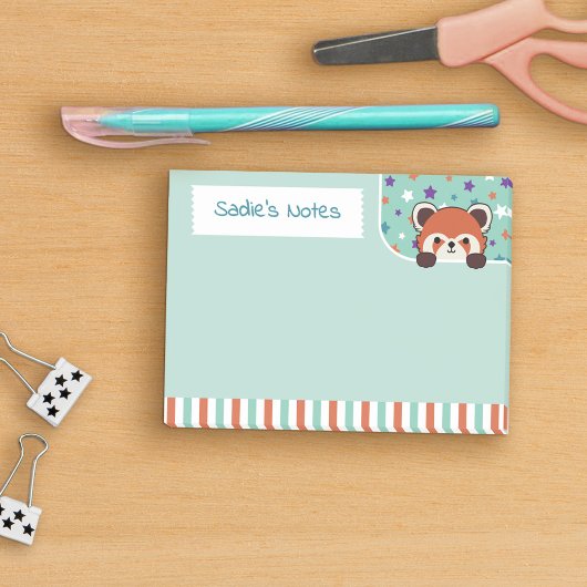 Seafoam Green Cute Red Panda Peekabo Your Notes ポストイット