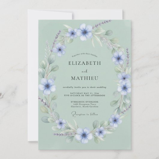 Seafoam Green Dreamy Woodland Wedding 招待状 (正面)