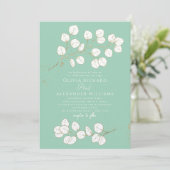 Seafoam Green Gold & White Greenery Eucalyptus 招待状 (スタンド正面)