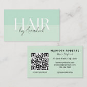 Seafoam Green Hair Stylist QR Code  Business Card 名刺 (正面/裏面)