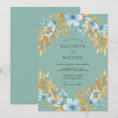 Seafoam Green Lustrous Springtime Wedding 招待状 (正面/裏面)