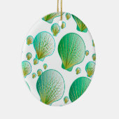 Seafoam green seashells on white セラミックオーナメント (右)