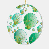 Seafoam green seashells on white セラミックオーナメント (左)