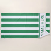 Seafoam Green White Stripe Towel with Your Name ビーチタオル (正面)