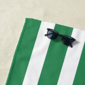Seafoam Green White Stripe Towel with Your Name ビーチタオル (インサイチュ)