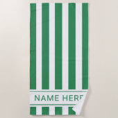 Seafoam Green White Stripe Towel with Your Name ビーチタオル (正面)
