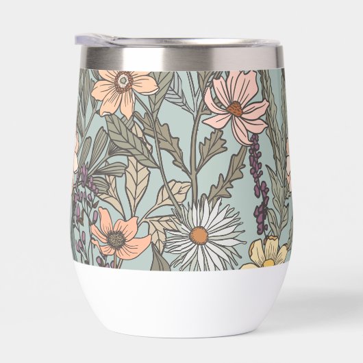 Seafoam Pink Yellow Retro Wildflower (右面)