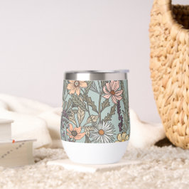 Seafoam Pink Yellow Retro Wildflower