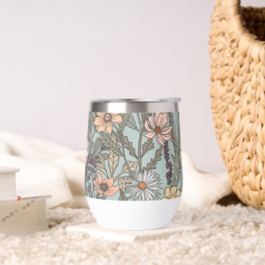 Seafoam Pink Yellow Retro Wildflower (リビング)