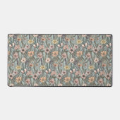 Seafoam Pink Yellow Retro Wildflower デスクマット (正面)