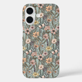Seafoam Pink Yellow Retro Wildflower iPhone 16ケース