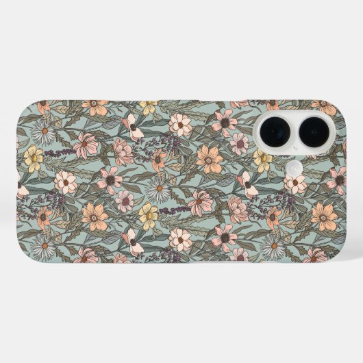 Seafoam Pink Yellow Retro Wildflower Case-Mate iPhoneケース (裏面 (横))