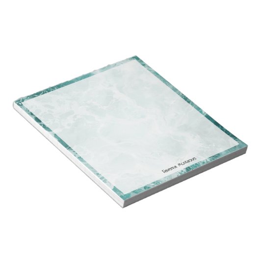 Seafoam Silver Border Elegant Custom Script Name ノートパッド (アングル)