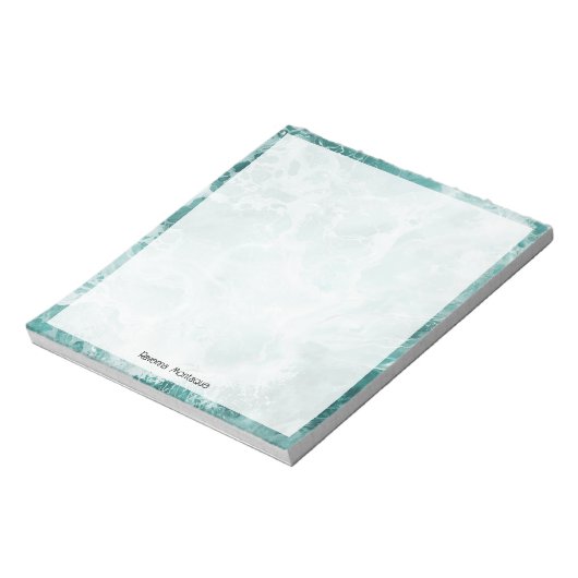 Seafoam Silver Border Elegant Custom Script Name ノートパッド (回転)