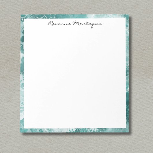 Seafoam Silver Border Elegant Custom Script Name ノートパッド