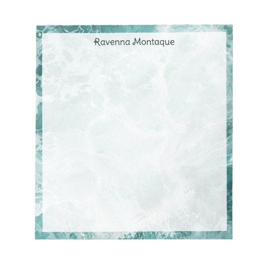 Seafoam Silver Border Elegant Custom Script Name ノートパッド (正面)