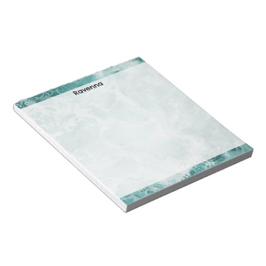 Seafoam Silver Striped Elegant Custom Script Name ノートパッド (アングル)