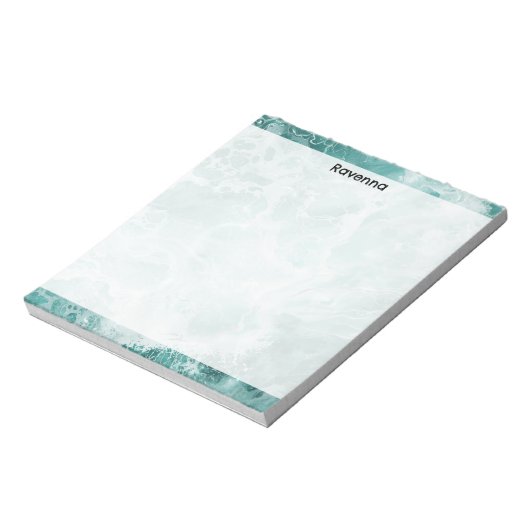 Seafoam Silver Striped Elegant Custom Script Name ノートパッド (回転)