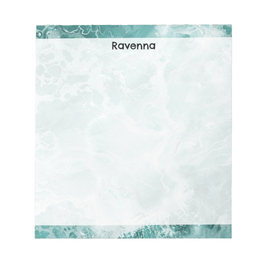 Seafoam Silver Striped Elegant Custom Script Name ノートパッド (正面)