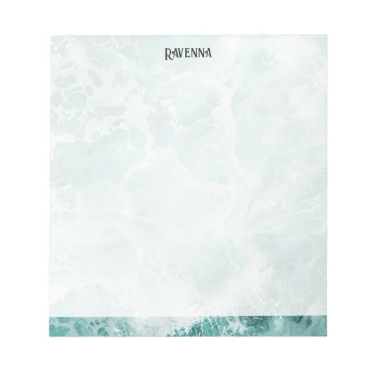 Seafoam Silver Striped Elegant Custom Script Name ノートパッド (正面)