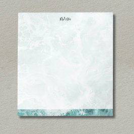 Seafoam Silver Striped Elegant Custom Script Name ノートパッド