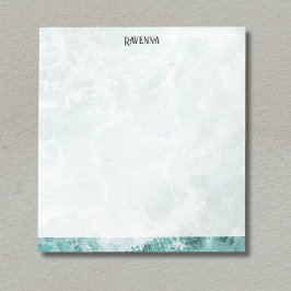 Seafoam Silver Striped Elegant Custom Script Name ノートパッド