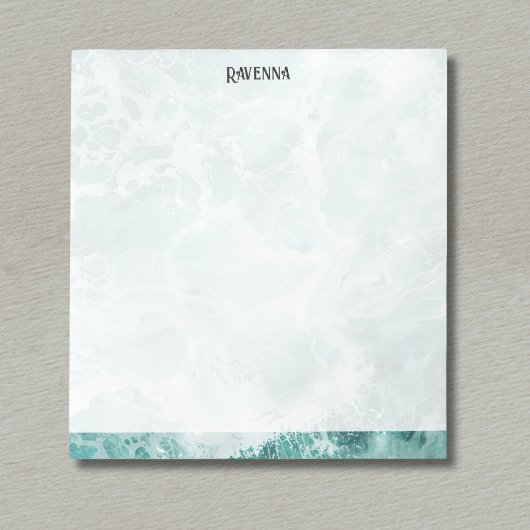 Seafoam Silver Striped Elegant Custom Script Name ノートパッド