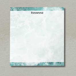 Seafoam Silver Striped Elegant Custom Script Name ノートパッド