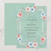 Seafoam Tranquil Nature Wedding 招待状 (正面/裏面)